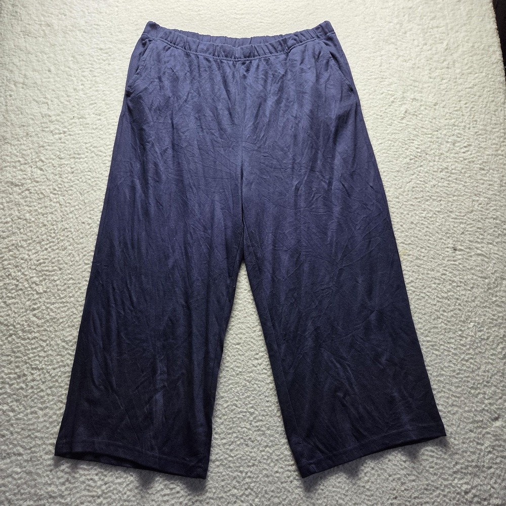 Jessica London Capri Pants Womens 22/24 Blue Pull On Elastic Waist Pockets